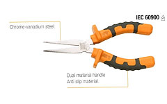 MO-72132 Flat nose pliers, dual material handle anti slip.