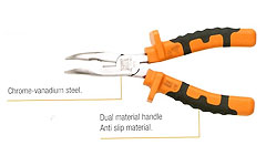 MO-72142 Bent snipe nose pliers, dual material anti slip handle